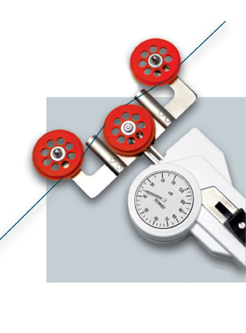 DXF Tension meter with large rollers for minimized material deflection