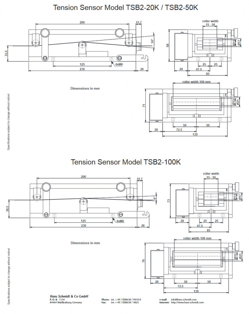Dimensions-2Tension Sensors TSB2