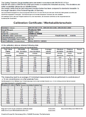Calibration Coating Thickness Gauge - Checkline Europe